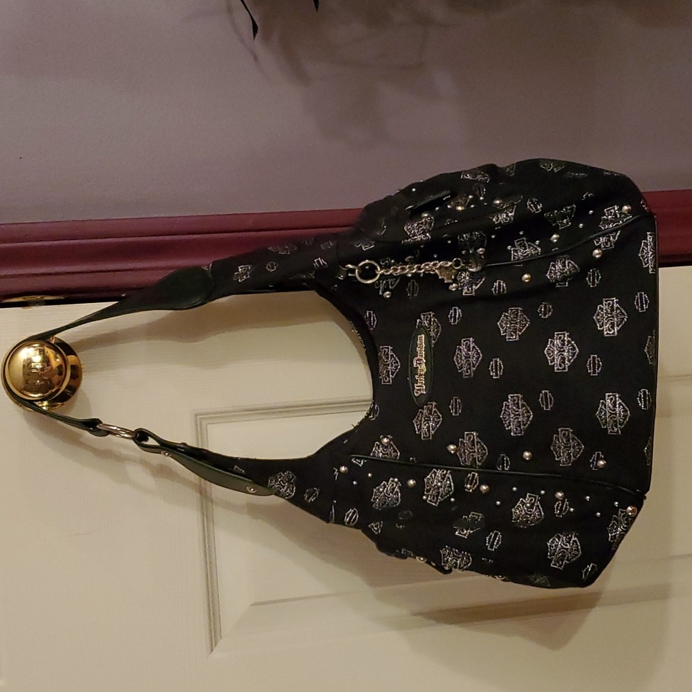 Large Fabric Harley Davidson Purse with Studs